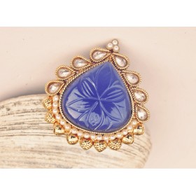 Blue Gold Framed Cocktail Ring